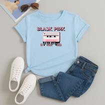 Camiseta 100% Algodão Estampa Blackpink In Your Area 612 Manga Curta Kpop Dança Música