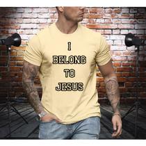 camiseta 100% algodão estampa grande promoção eu pertenço a jesus