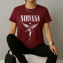 Camiseta 100% Algodão Estampa Nirvana 621 Modinha Rock Roqueiro Musica Guitarrista Banda Look Lindo