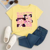 Camiseta 100% Algodão Estampada Blackpink Quadrinhos 613 Look Estiloso Festival Gola Redonda