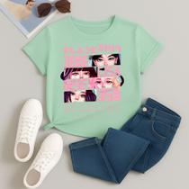 Camiseta 100% Algodão Estampada Blackpink Quadrinhos 613 Look Estiloso Festival Gola Redonda