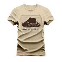 Camiseta 100% Algodão Estampada Unissex Shirt Country Chapéu - Vida Country