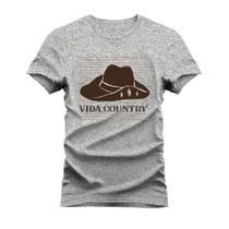 Camiseta 100% Algodão Estampada Unissex Shirt Country Chapéu