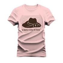 Camiseta 100% Algodão Estampada Unissex Shirt Country Chapéu