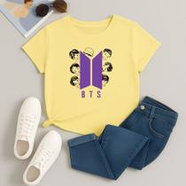 Camiseta 100% Algodão Feminina Estampa BTS Desenho Cartoon 615 Alta Qualidade Look Estilos