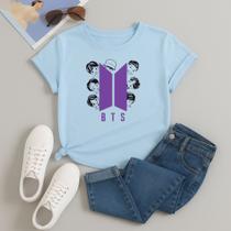 Camiseta 100% Algodão Feminina Estampa BTS Desenho Cartoon 615 Alta Qualidade Look Estilos