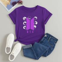 Camiseta 100% Algodão Feminina Estampa BTS Desenho Cartoon 615 Alta Qualidade Look Estilos
