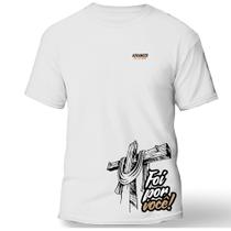 Camiseta 100% Algodão - Fio 30.1- estampada mensagem cristã cruz