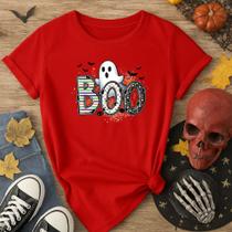 Camiseta 100% Algodão Halloween Estampa Boo Fantasma 175 Festa Dia das Bruxas Modinha Adolescente