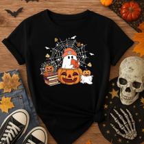 Camiseta 100% Algodão Halloween Estampa Fantasma Abóbora 171 Look Fantasia Passeio do Dia das Bruxas Camiseta 100% Algodão Halloween Estampa Fantasma Abóbora 171 Look Fantasia Passeio do Dia das Bruxas