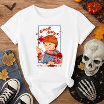Camiseta 100% Algodão Halloween Estampa Good Guy 164 Horror Dia de Bruxas Fantasia Look Passeio