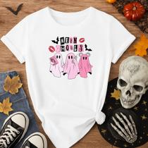 Camiseta 100% Algodão Halloween Estampa Mean Ghouls 168 Fofo Fantasia Dia das Bruxas Outfit Passeio
