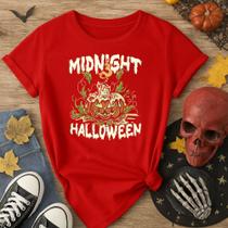 Camiseta 100% Algodão Halloween Estampa Midnight Halloween 169 Doces ou Travessuras Dia das Bruxas