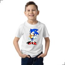 Camiseta 100%Algodão Personagem Sonic The Hedgehog Kids Game