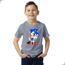 Camiseta 100%Algodão Personagem Sonic The Hedgehog Kids Game