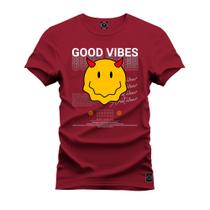 Camiseta 100% Algodão Premium Estampada Good Vibes