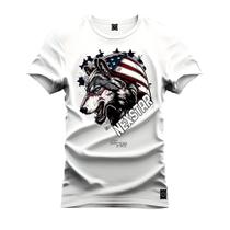 Camiseta 100% Algodão Premium Estampada Lobo Americano Nexstar