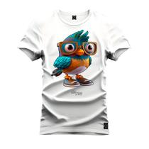 Camiseta 100% Algodão Premium Estampada Passaro Nerd