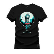 Camiseta 100% Algodão Premium Estampada Planeta Lua