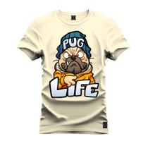 Camiseta 100% Algodão Premium Estampada Pug Life