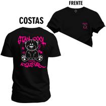 Camiseta 100% Algodão Premium Estampada Urso Antologico Frente e Costas