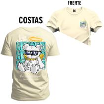 Camiseta 100% Algodão Premium Estampada Urso Rei Hain Frente e Costas