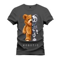 Camiseta 100% Algodão Premium Estampada Urso Robotic