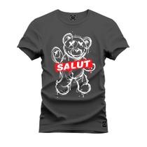Camiseta 100% Algodão Premium Estampada Urso Salut