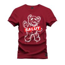 Camiseta 100% Algodão Premium Estampada Urso Salut