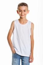 Camiseta 100% algodão regata branco infantil juvenil - LOJA DO ALEX