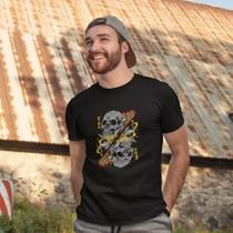 Camiseta 100% Algodao Streetwear Caveira Fire King Dark Dtf