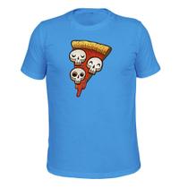 Camiseta 100% Algodão Tecido Macio Caveira Pizza