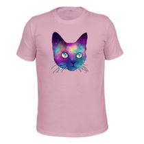 Camiseta 100% Algodão Tecido Macio Gato Colors