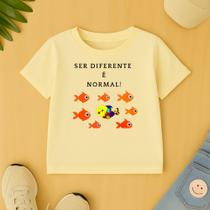 Camiseta 100% Algodão Unissex Estampa Ser Diferente é Normal Autista Peixinho Autismo Amor Fofa