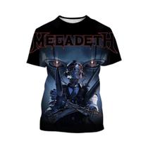 Camiseta 3D Estampada Da Banda De Punk Rock Megadeth Para Homens E Mulheres, Casual De Verão, Manga