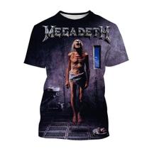 Camiseta 3D Estampada Da Banda De Punk Rock Megadeth Para Homens E Mulheres, Casual De Verão, Manga