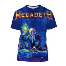 Camiseta 3D Estampada Da Banda De Punk Rock Megadeth Para Homens E Mulheres, Casual De Verão, Manga