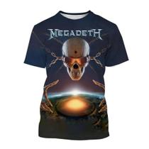 Camiseta 3D Estampada Da Banda De Punk Rock Megadeth Para Homens E Mulheres, Casual De Verão, Manga