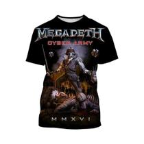 Camiseta 3D Estampada Da Banda De Punk Rock Megadeth Para Homens E Mulheres, Casual De Verão, Manga