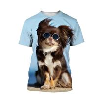 Camiseta 3D Impressa Para Homens, Mulheres E Crianças Com Estampa De Chihuahua, Engraçada E Leve
