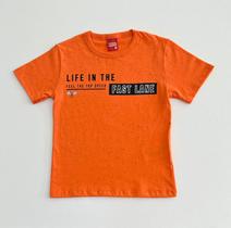 Camiseta 4/16 Kyly Kyly Infantil Masculina Laranja Estampa Fast Lane
