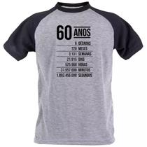 Camiseta 60 anos contagem numeros frases presente criativo