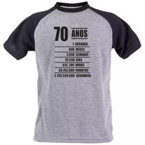 Camiseta 70 anos contagem numeros frases presente criativo