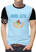 Camiseta Abril Azul PLUS SIZE Masculina Blusa Mão