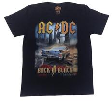 Camiseta ACDC Back In Black AC/DC Preta Rock N Roll Heavy Metal BOR083