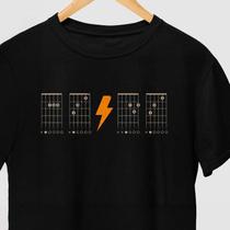 Camiseta ACDC Tablatura Premium para Adulto com Mangas Curtas na Cor Preta