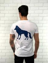 Camiseta Acostamento Básica Lobo nas Costas Branco