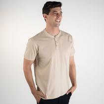 Camiseta Acostamento Gola Henley Bege
