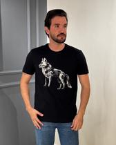 Camiseta Acostamento Lobo Riscado Preto Tamanho:G Camiseta Acostamento Lobo Riscado Preto Tamanho:G