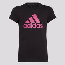 Camiseta Adidas Big Logo Essential Juvenil Preta e Rosa